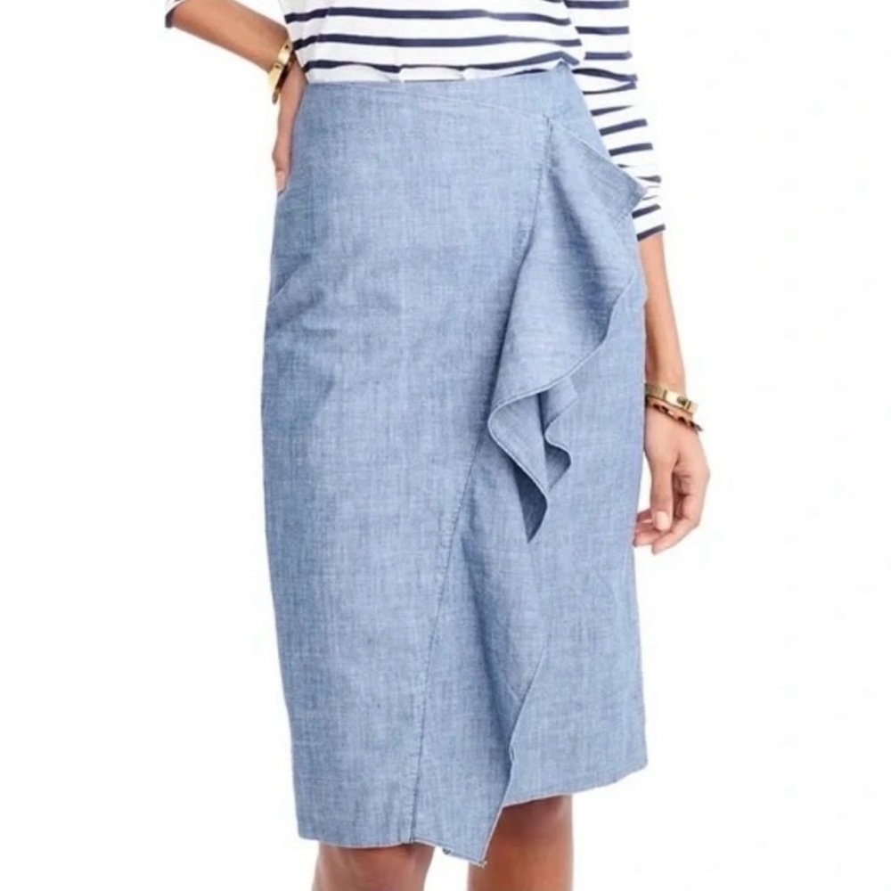 J.CREW Chambray Ruffle Skirt